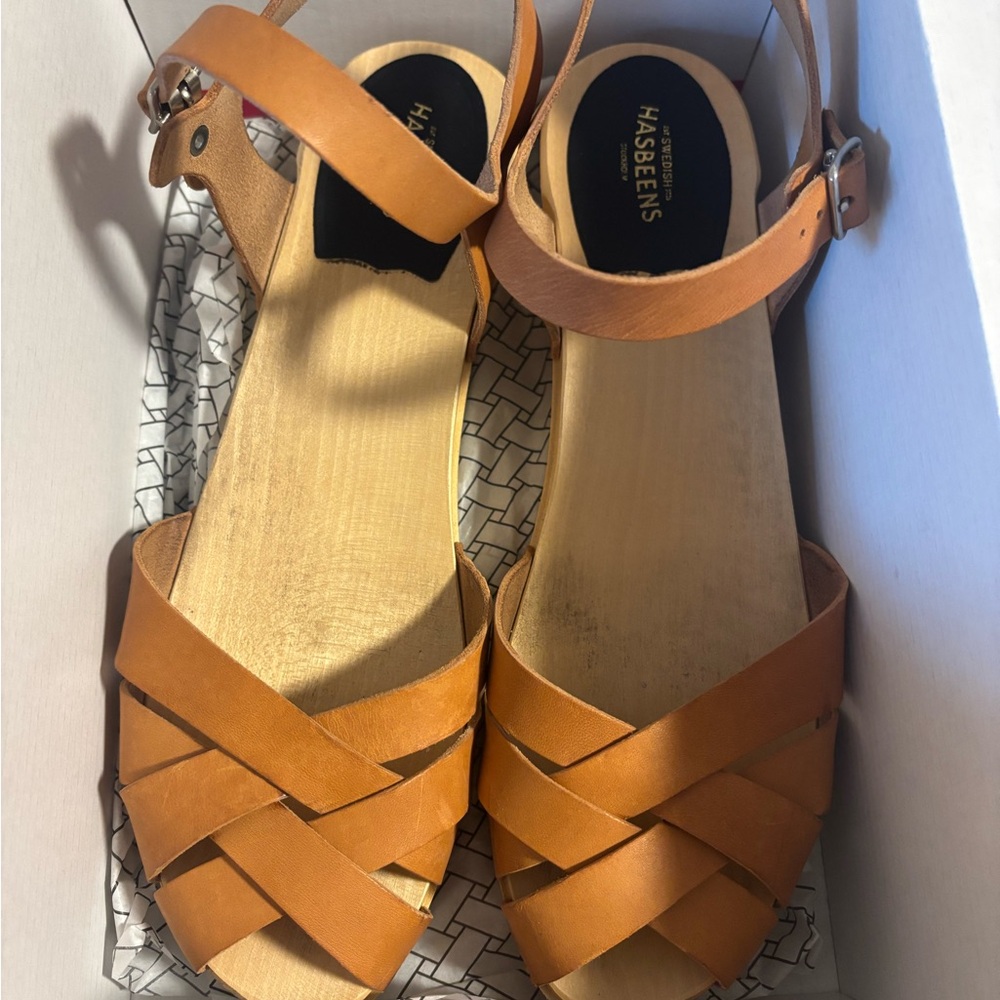 Swedish Hasbeens Women's Brown Strappy Sandals